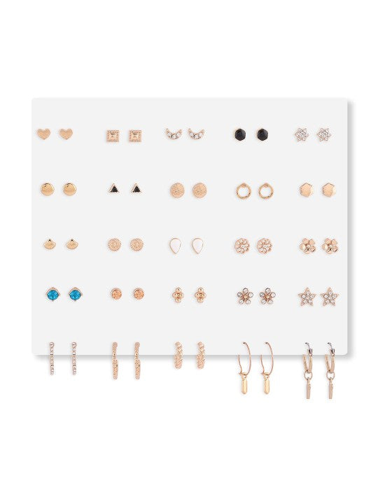 Vembley Trendy 25 Pair Gold Plated Hoop and Stud Earring Combo Set