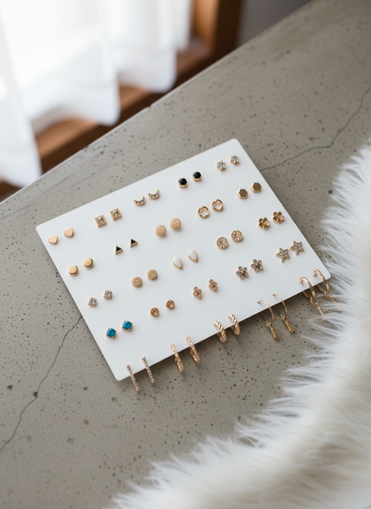 Vembley Trendy 25 Pair Gold Plated Hoop and Stud Earring Combo Set