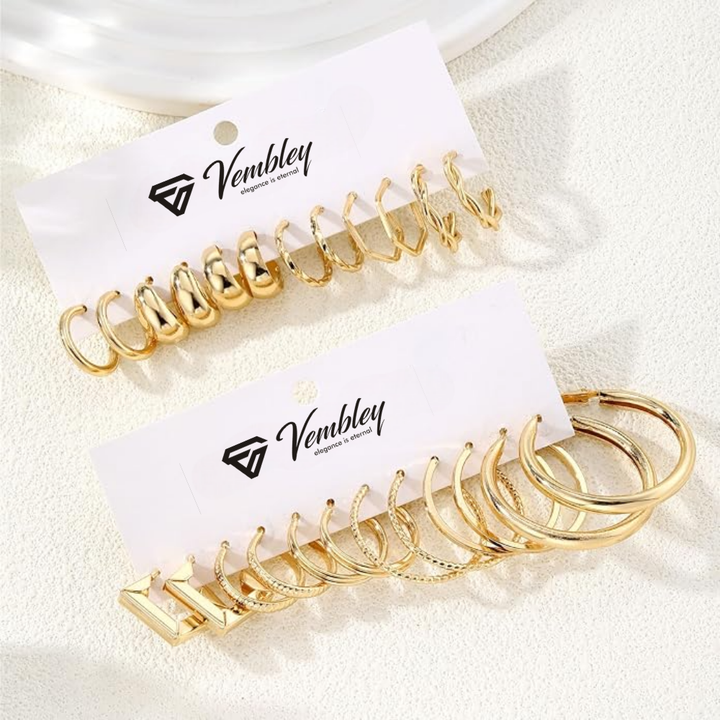 Vembley Gold Plated Trendy Hoop Earrings Combo Set Stylish Earrings for Women & Girls