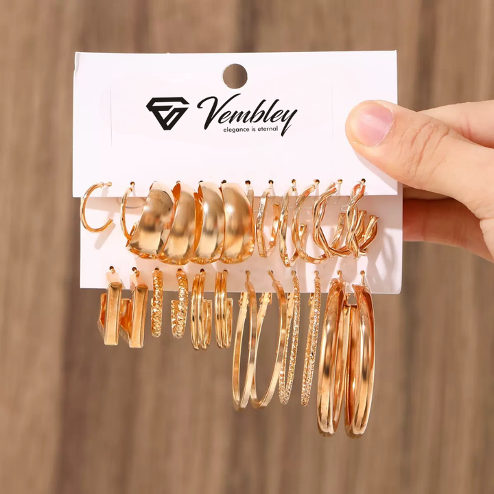 Vembley Gold Plated Trendy Hoop Earrings Combo Set Stylish Earrings for Women & Girls