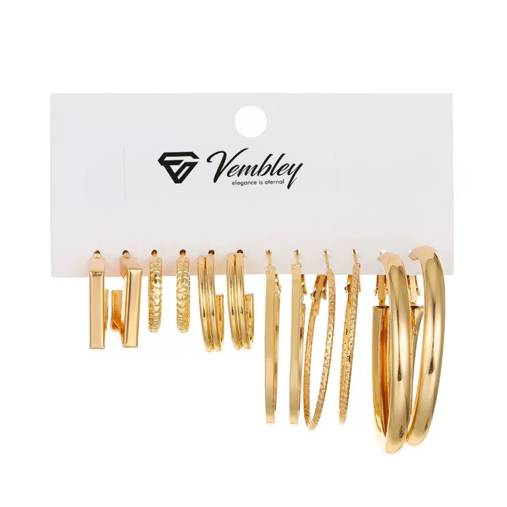 Vembley Gold Plated Trendy Hoop Earrings Combo Set Stylish Earrings for Women & Girls