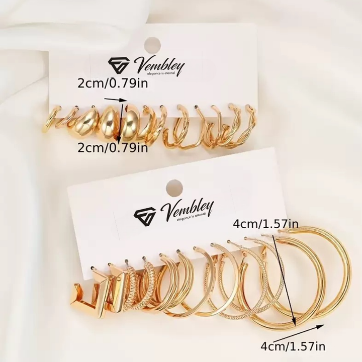 Vembley Gold Plated Trendy Hoop Earrings Combo Set Stylish Earrings for Women & Girls
