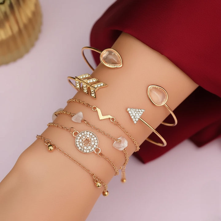 Combo of 6 Star Arrow Crystal Charm Bracelets