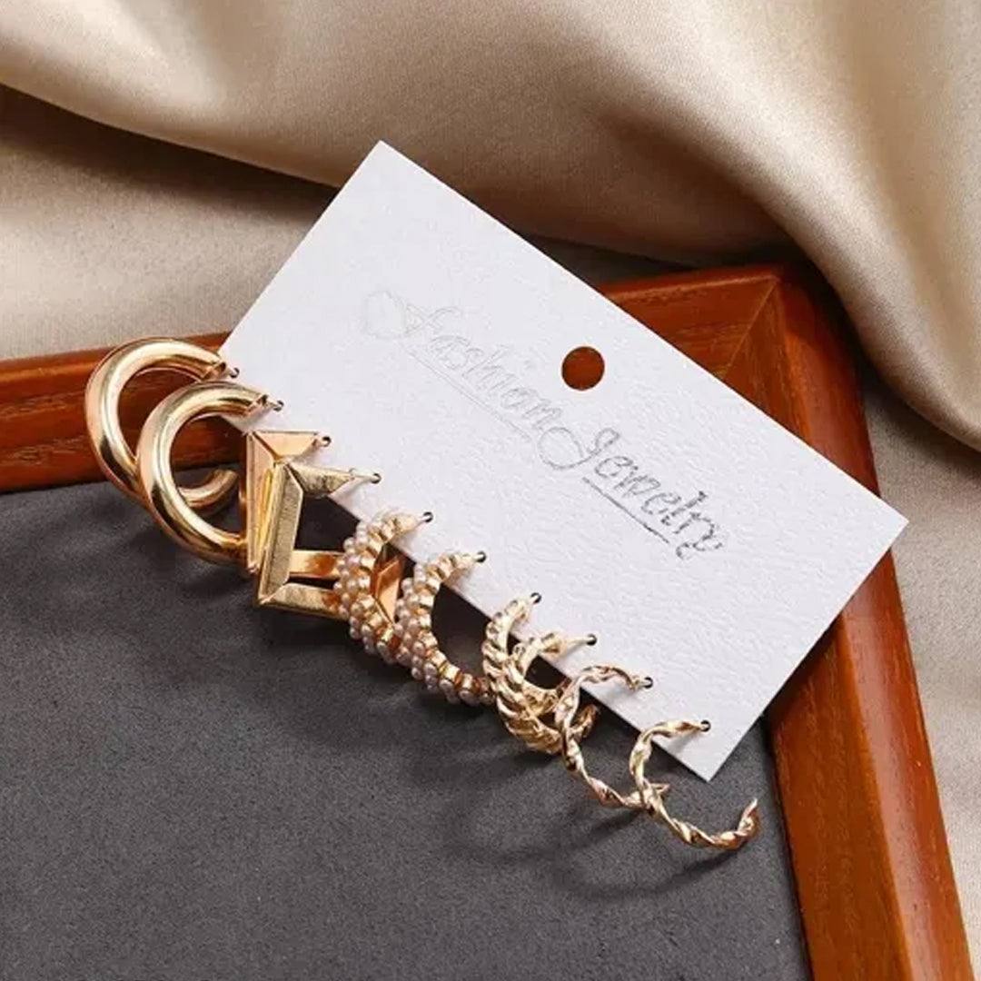Vembley Pack of 11 Everyday Elegance Gold-Plated Pearl Earrings Combo