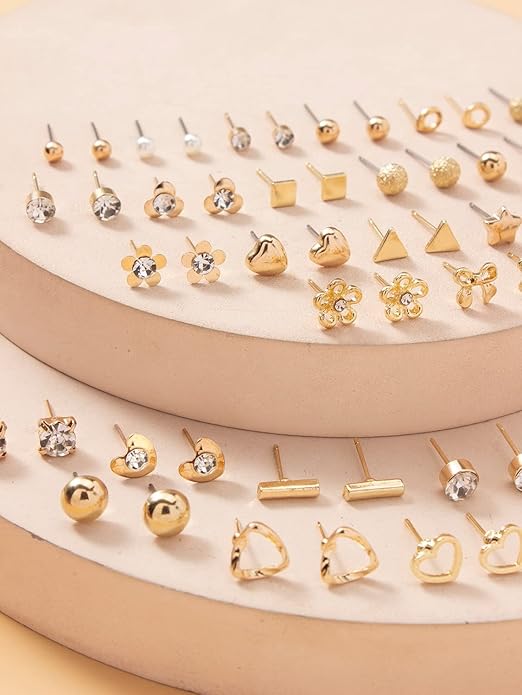 Vembley 30 Pairs Trendy Gold Stud Earrings Combo Set for Women