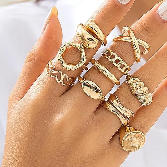 Vembley Gold Plated Trendy Stackable Rings Set Fashion Rings for Women & Girls