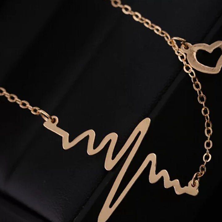 Vembley Pretty Gold Plated Heartbeat Pendant Necklace for Women and Girls - Vembley