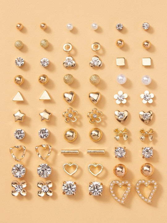 Vembley 30 Pairs Trendy Gold Stud Earrings Combo Set for Women