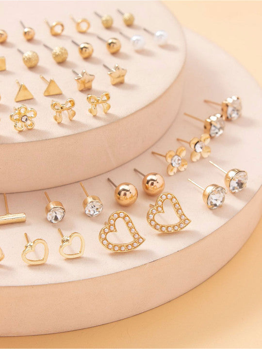 Vembley 30 Pairs Trendy Gold Stud Earrings Combo Set for Women