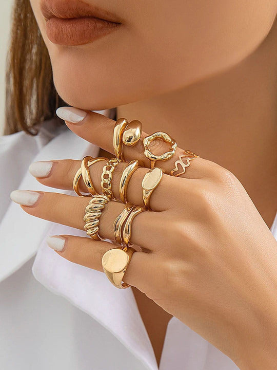 Vembley Gold Plated Trendy Stackable Rings Set Fashion Rings for Women & Girls