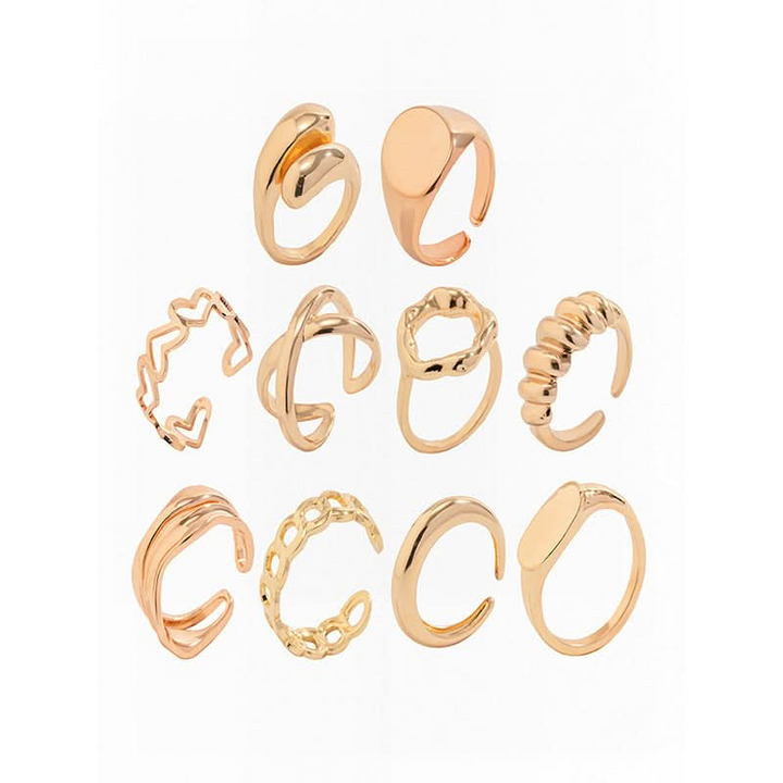 Vembley Gold Plated Trendy Stackable Rings Set Fashion Rings for Women & Girls