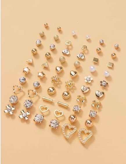 Vembley 30 Pairs Trendy Gold Stud Earrings Combo Set for Women