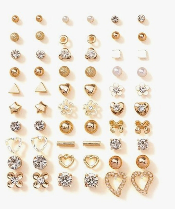 Vembley 30 Pairs Trendy Gold Stud Earrings Combo Set for Women