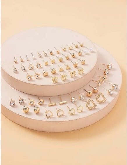 Vembley 30 Pairs Trendy Gold Stud Earrings Combo Set for Women
