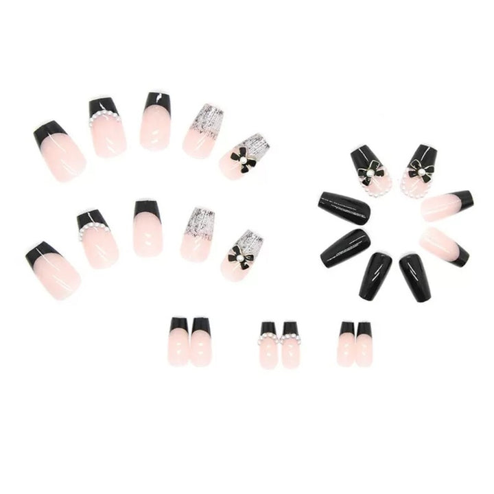 Vembley Set of 24 Artificial Reusable Nails in Midnight Elegance Design With Glue