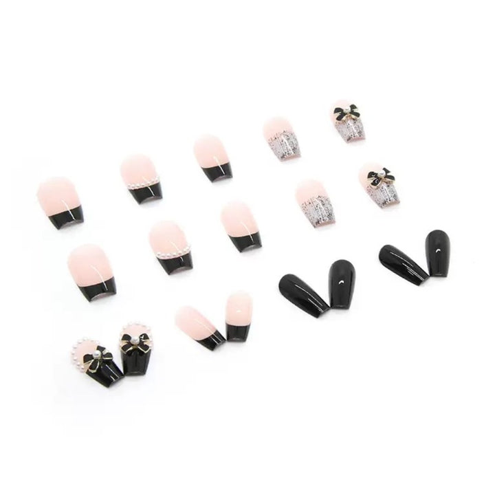 Vembley Set of 24 Artificial Reusable Nails in Midnight Elegance Design With Glue