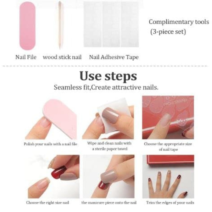 Vembley Trendy Pastel French Tip Almond Nail Set with Multicolor Design for Women and Girls