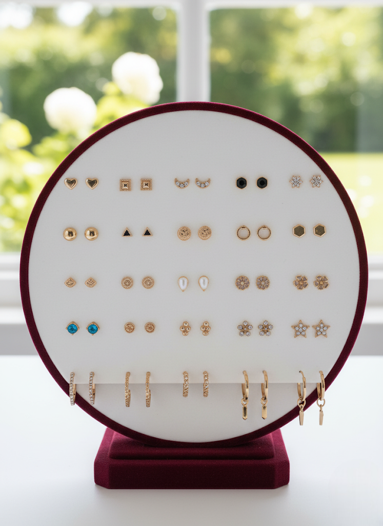 Vembley Trendy 25 Pair Gold Plated Hoop and Stud Earring Combo Set