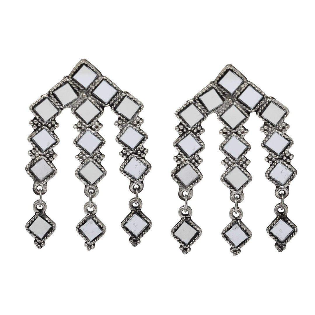 Combo of Silver Mirror Jewelry Set and Jhumki