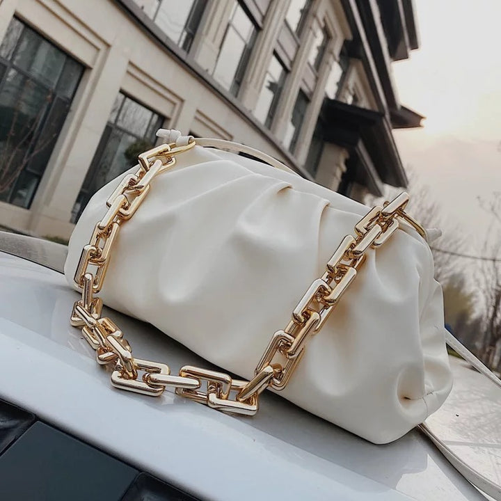 White Zinnia Chain Sling Bag