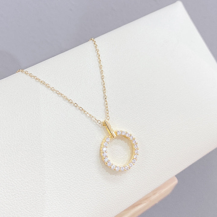  Stunning Gold Plated Embedded Circle Pendant Necklace for Women and Girls