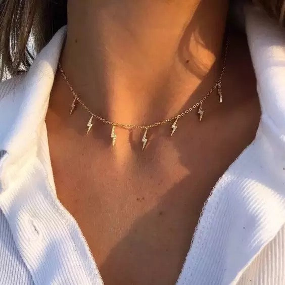  Lovely Gold Plated Thunder Stroms Pendant Necklace for Women and Girls