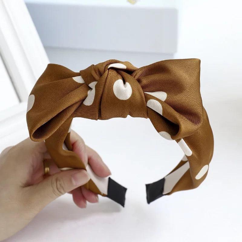 Vembley Attractive Polka Dot- Brown Hairband For Women and Girls 