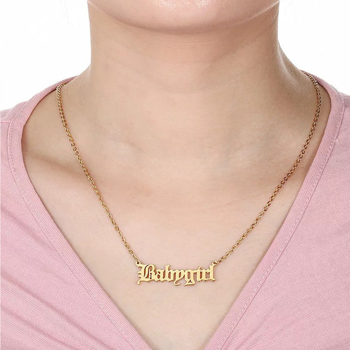  Pretty Gold Plated Babygirl Alphabet Word Pendant Necklace for Women and Girls