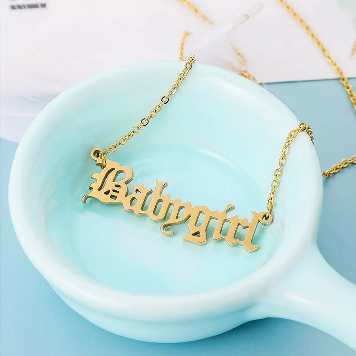Vembley Pretty Gold Plated Babygirl Alphabet Word Pendant Necklace for Women and Girls - Vembley