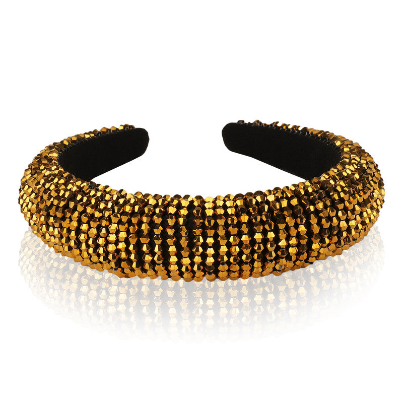 Vembley Charming Gold Plastic Crystal Hairband For Women and Girls