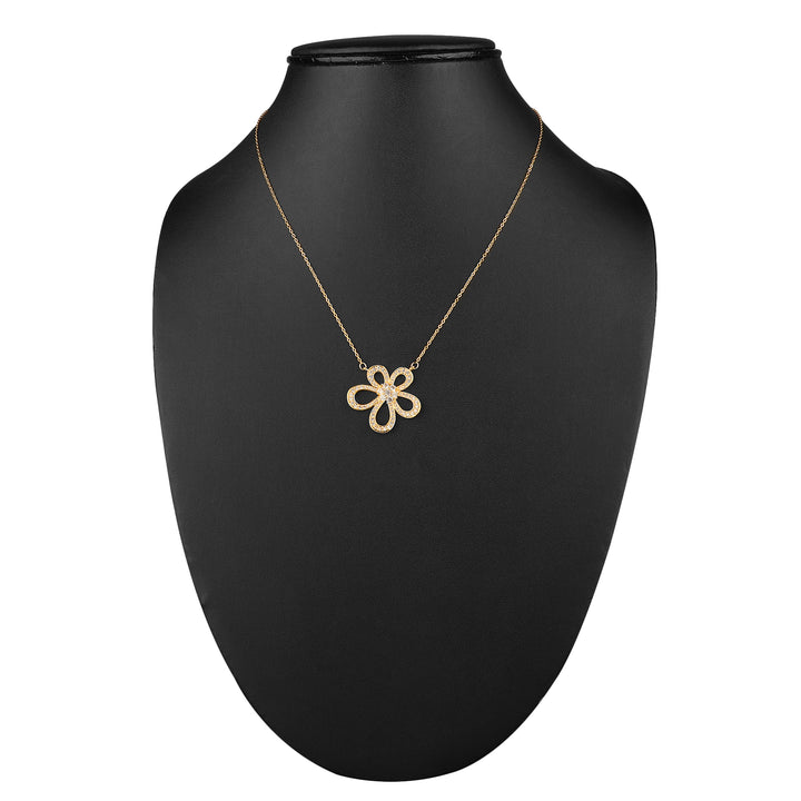 Vembley Charming Gold Plated Embedded Flower Pendant Necklace for Women and Girls - Vembley
