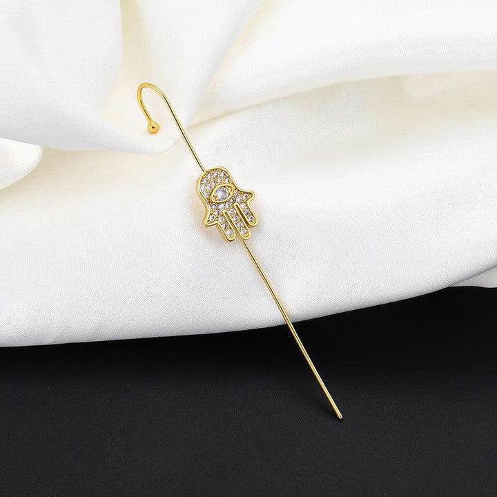 Vembley Attractive Gold Plated Studed Hamsa Hand Earcuff for Women & Girls - Vembley