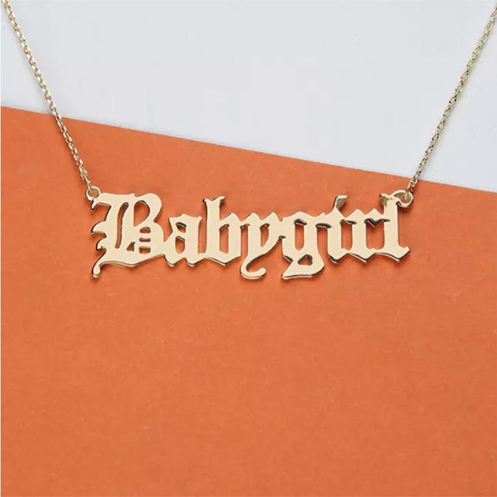 Vembley Pretty Gold Plated Babygirl Alphabet Word Pendant Necklace for Women and Girls - Vembley