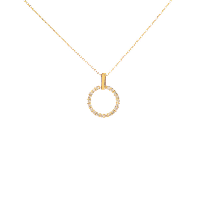 Vembley Stunning Gold Plated Embedded Circle Pendant Necklace for Women and Girls - Vembley