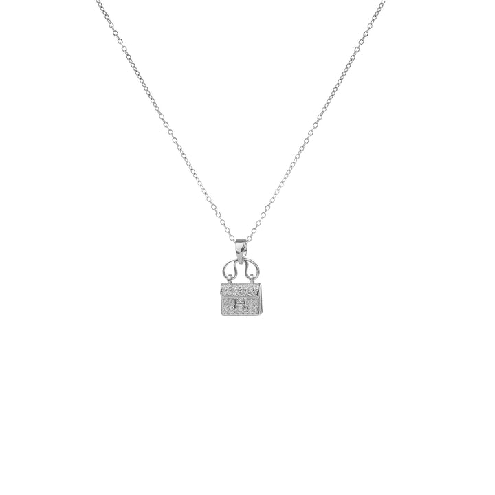 Vembley Lovely Platinum Plated Satchel Bag Pendant Necklace for Women and Girls - Vembley