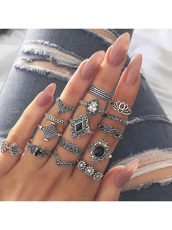 Combo of 23 Piece Traditional Gold & Silver Plated Multi Designs Ring Set