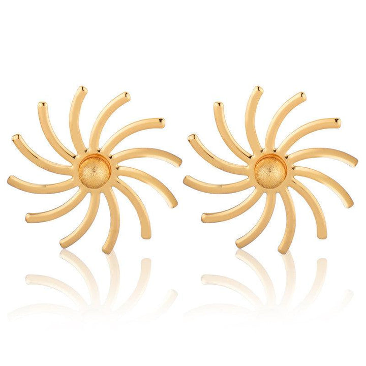 Golden Big Stone Sun Shaped Earing For Women and Girls - Vembley