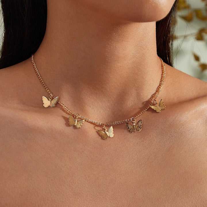 Combo of 2 Gold Silver Butterfly Choker