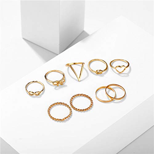 Gold Plated Nine Piece Love Infinity Ring Set For women and Girls