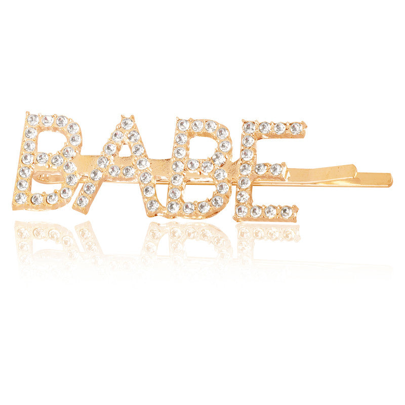 Vembley Stylish Golden Babe Word Hairclip For Women and Girls