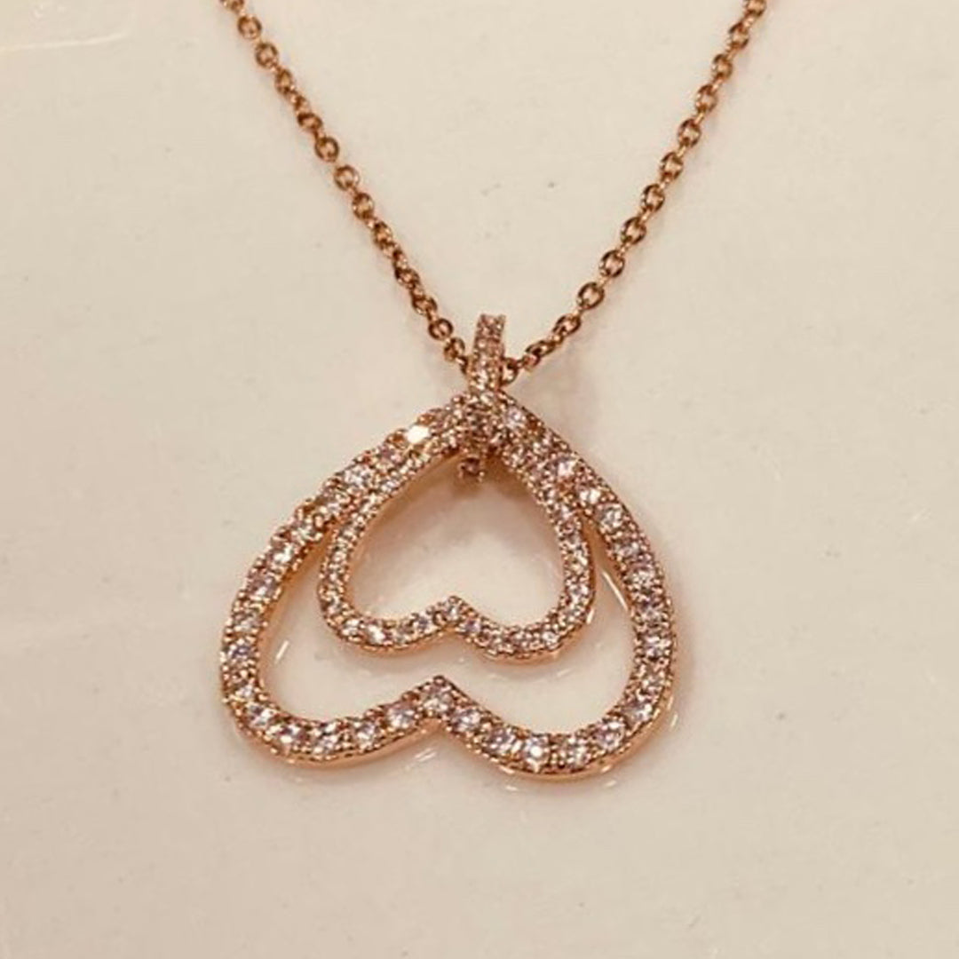 Rosegold Plated Double Heart Pendant