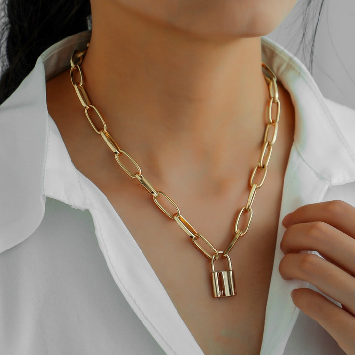 Combo of 2 Gold Plated Lock Coin Layered Necklace