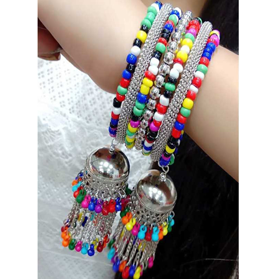 Combo of Oxidised Silver Multicolor Bracelet and Jewelry set