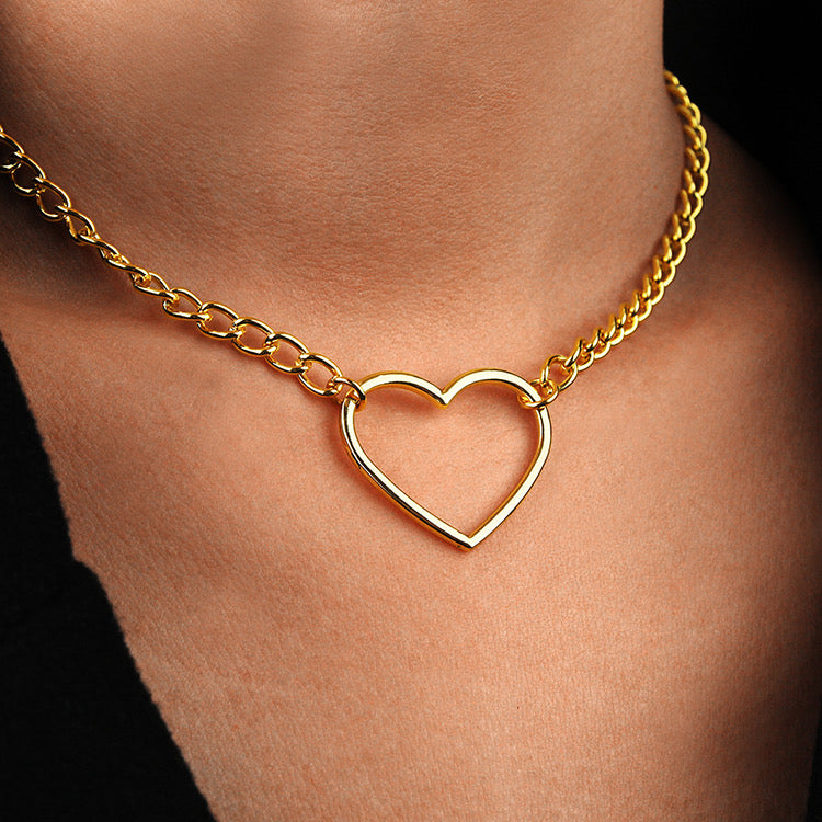  Stunning Gold Plated Minimal Heart Choker Necklace for Women and Girls