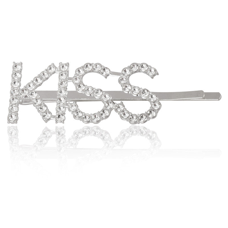 Vembley Stunning Silver Kiss Word Hairclip For Women and Girls