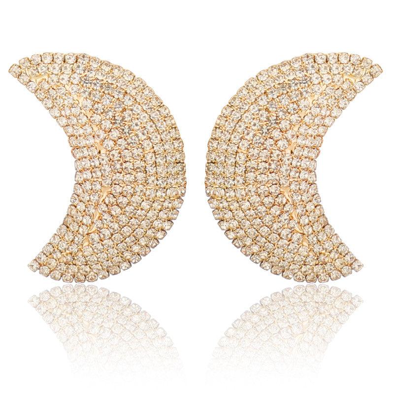Studded Shinning Half Moon Golden Stud Earrings – Vembley