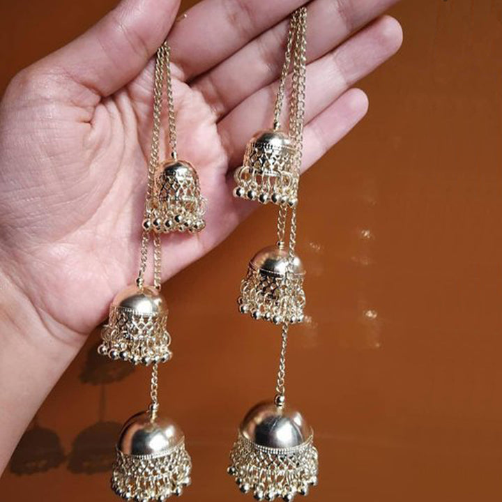 Combo of Golden Jewelry Set and Layered Jhumki