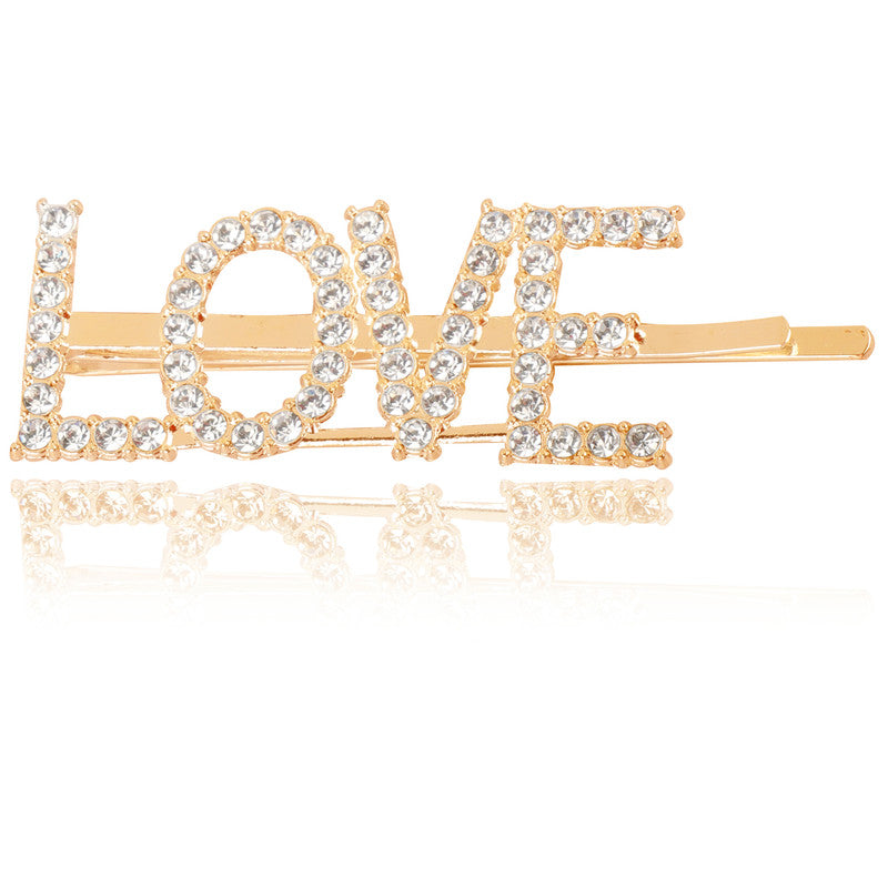 Vembley Stunning Golden Love Word Hairclip For Women and Girls