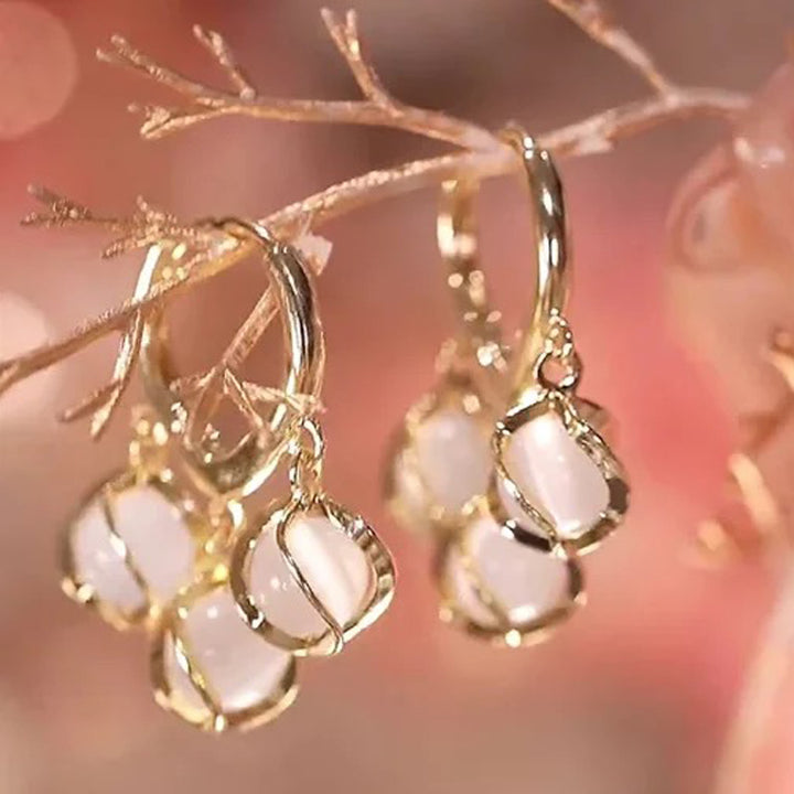Opal Stone Luxury Hoop Korean Earrings (2 Pcs/Set)