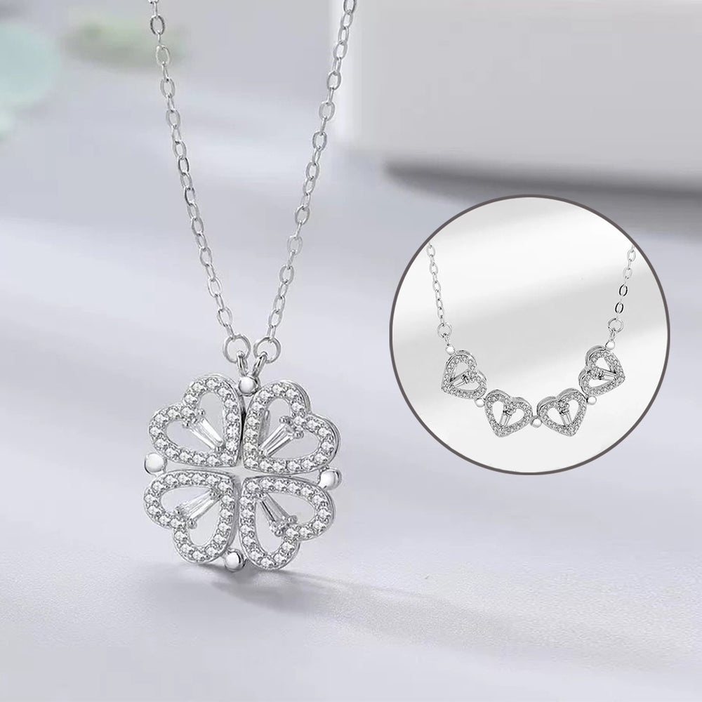 Happy Jewellery Magnetic 2 in 1 Four Leaf clover heart necklace
